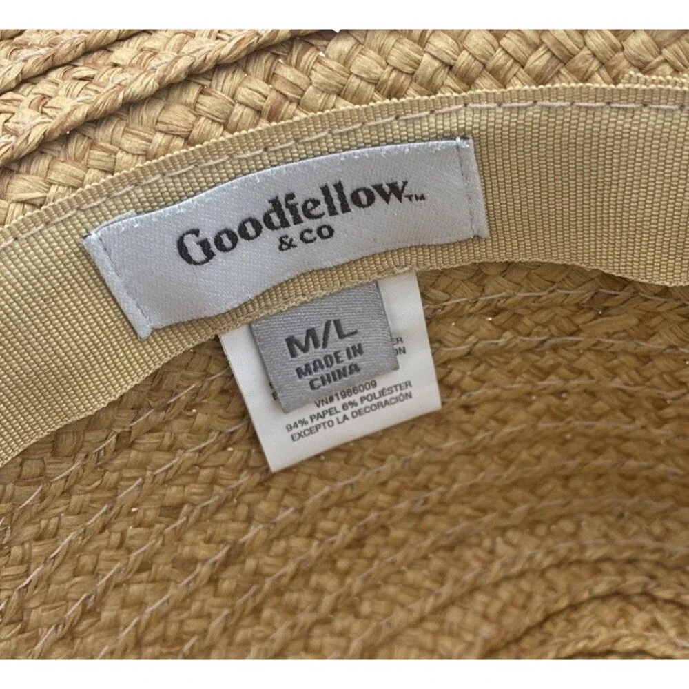 Goodfellow & Co Hat Mens Panama M/L Tan Brown Straw Black Band NWT
